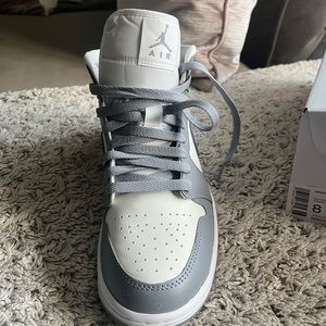 Grey and White Jordan 1 Mid women